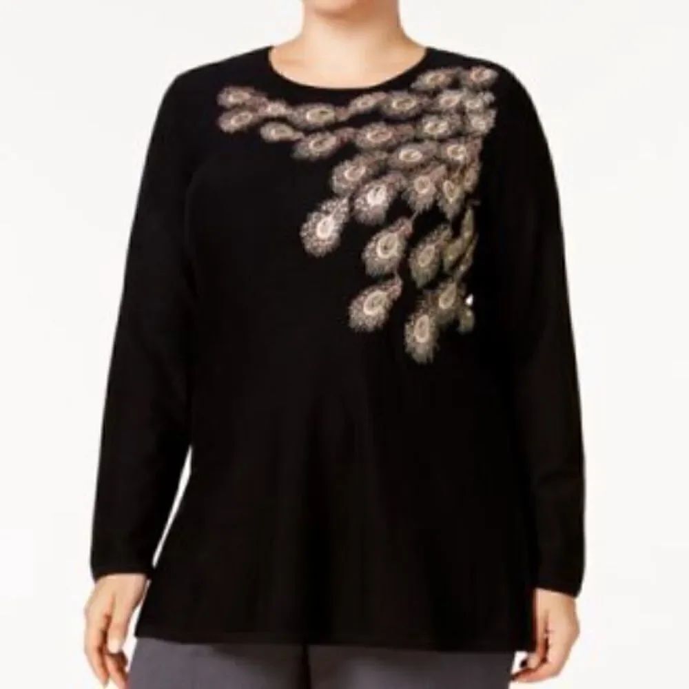 NWT Alfani Black Peacock Sweater Size Medium
